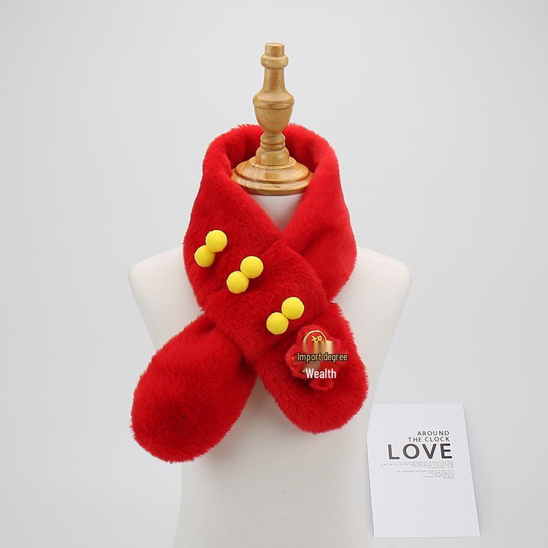 Children's Plush Winter Scarf - Cartoon Style Neck Warmer for Toddler Boys & Girls, Christmas Windproof Gaiter