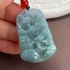 A-Grade Natural Ice Blue Jade Small Landscape Pendant with Authentication