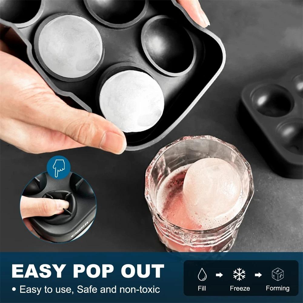 2Pcs Reusable Ice Cube Silicone Mold Ice Maker Icecream Tools Food Grade Ice Ball Mold Round Square Icetray Mold Kitchen Tools