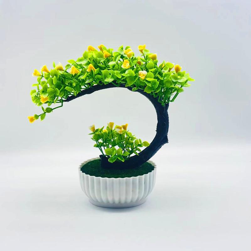 Plastic Crescent Shape Rose Bonsai Potted Plant For Indoor Garden And Gift Ideas