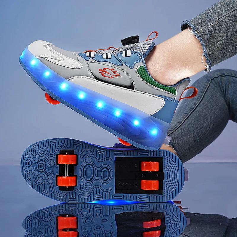 Children's 4-wheel Invisible Roller Skate Shoes Adult Roller Skates Boys' Wheel Shoes Girls' Skates Shoes With Wheels Sneaker
