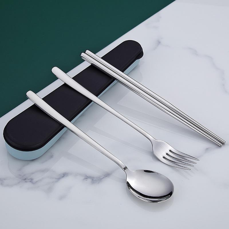 3Pcs/set Stainless steel portable tableware spoon fork chopsticks set Student travel gift tableware set