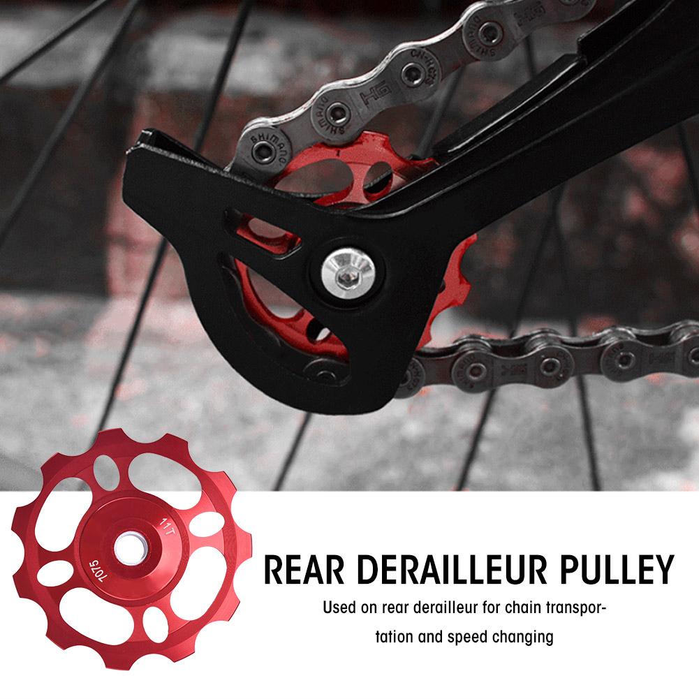 11T   Wheel Rear Derailleur Pulley for Mountain Bike   Replacement Parts(Red)