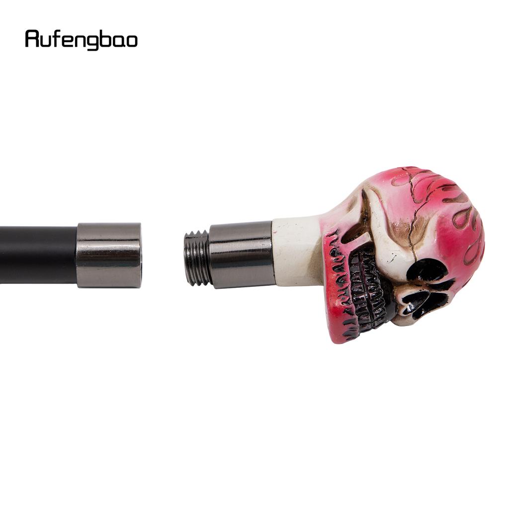 Pink White Resin Skull Head Walking Cane Fashion Decorative Steel Walking Stick Gentleman Elegant Cosplay Cane Knob Crosier 94cm