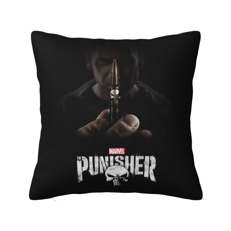 Custom Marvel Super Hero Punisher Skull Cushion Cover 40x40cm Comics Film Velvet Cute Throw Pillow Case for Sofa