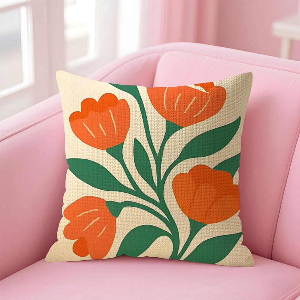 Bohemian Style Floral Cushion Cover Natural Linen Pillow Case DoubleSided Print Decorative Sofa Pillowcase Home Decor Gift