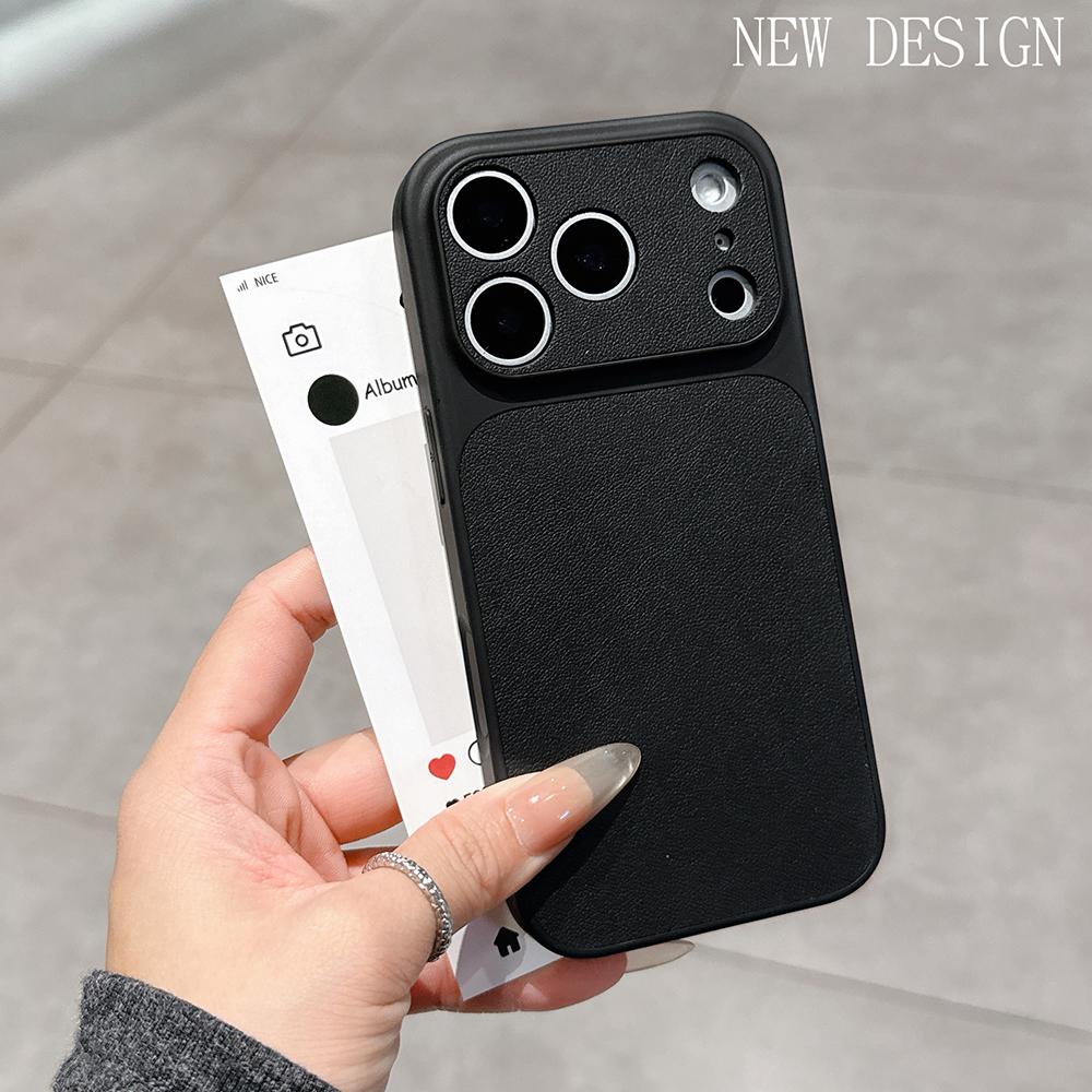 Luxe Mat Leer Textuur Telefoonhoesje Voor iPhone 17 16 15 14 13 Pro Max 16 Plus 17Pro Air Camera Bescherming Schokbestendige Hoes