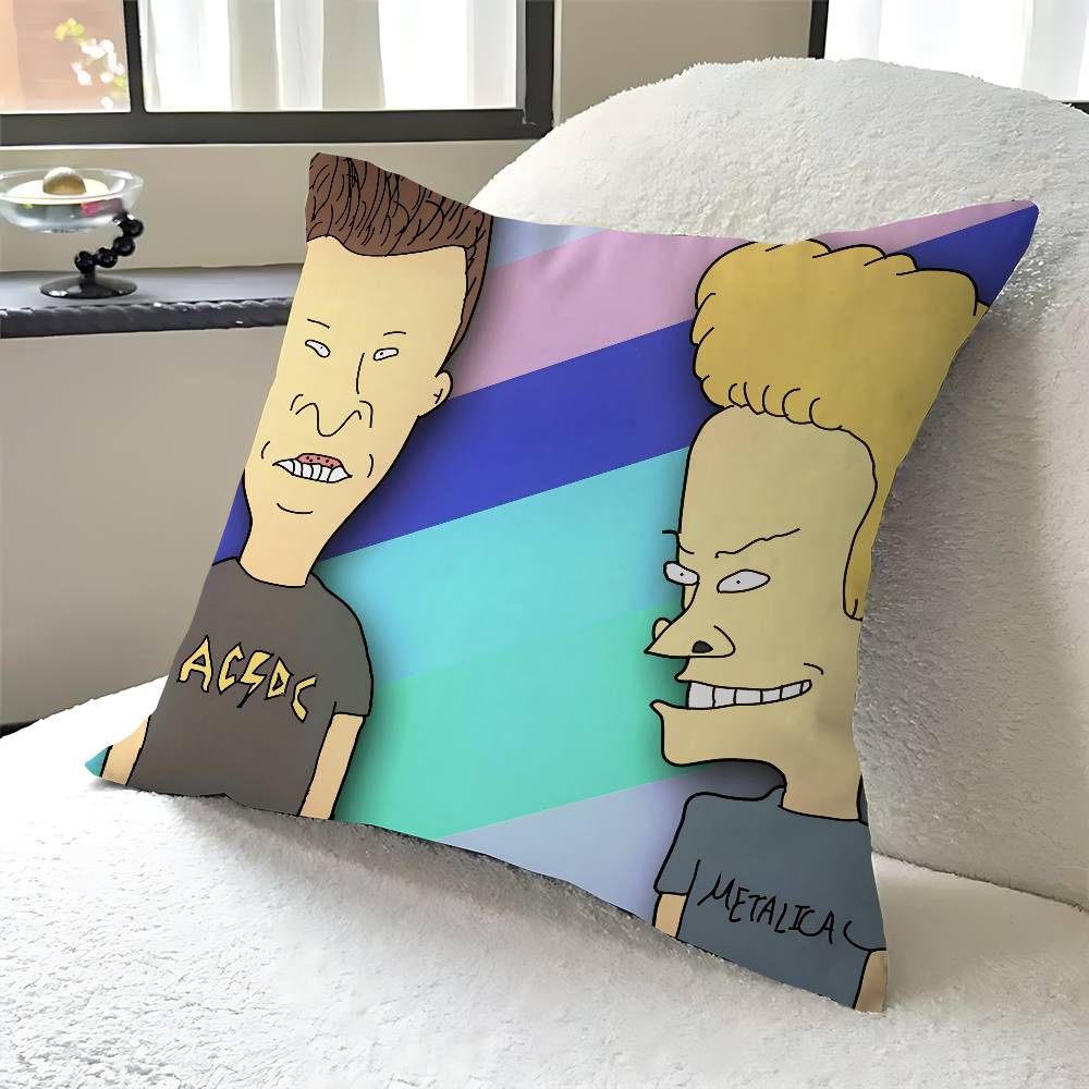 

B-Beavis And Butt-Head Personalized Pillow Dust Cover Bedroom Kids Party Decoration Pillowcase Birthday Children Gift 12x12Inch