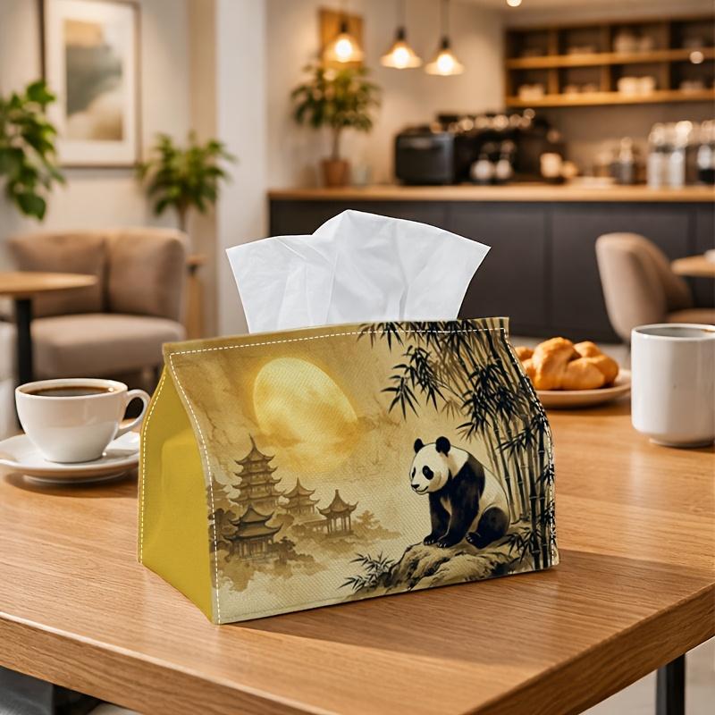 1pc Oriental Traditional Ink Tissue Box | Multi-functional Napkin Dispenser, Two Sizes Available Suitable for Home, Parties, Car Decoration Panda Bamb