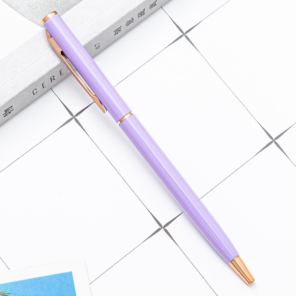 100Pcs/Lot New Slim Metal Ballpoint Pens Rose Gold Silver Advertising High Quality School Office Supplies Free Customized Logo