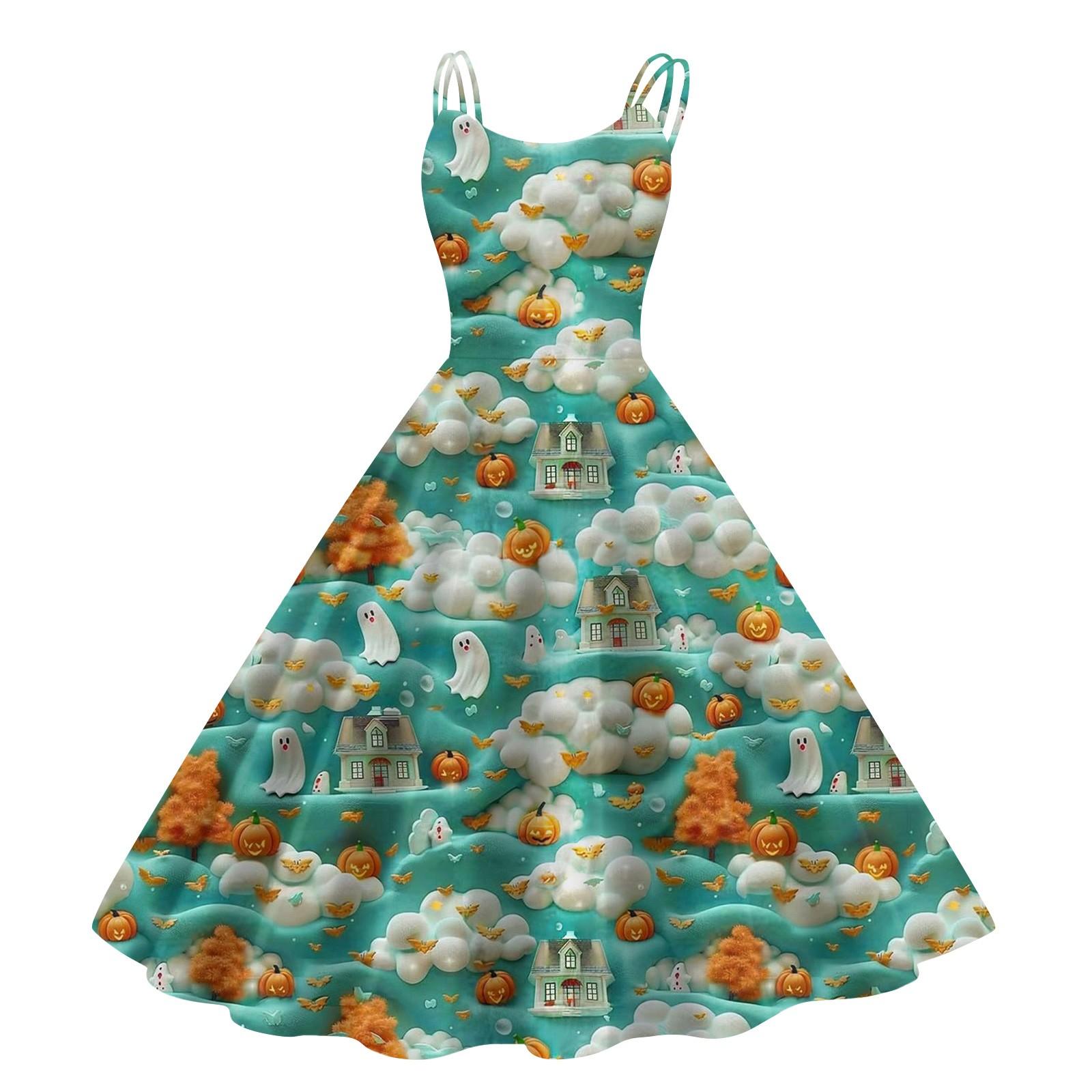 

Women s Fashion Casual Halloween Print Sexy Off Shoulder Punk Retro Dress M