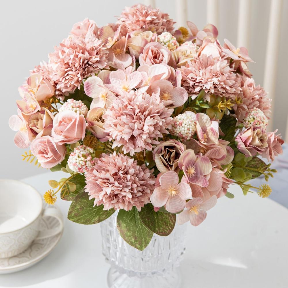 1/3pcs Artificial Flowers Ball Chrysanthemum Rose Wedding Home Room Table Decor Wreath Bridal Bouquet Table Arrangement Diy Gift