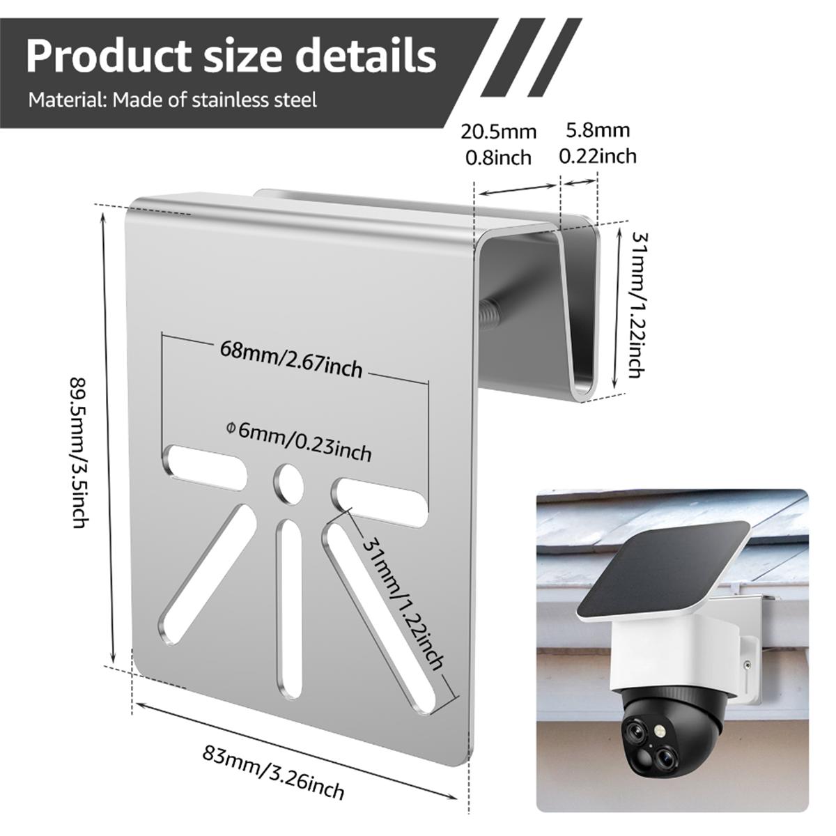 Wall Mount Gutter Bracket Gutter Mount Metal Wall Mount Bracket Channel Mount Solar Camera Holder for Eufy SoloCam S340/Eufy E30 Gutter mount