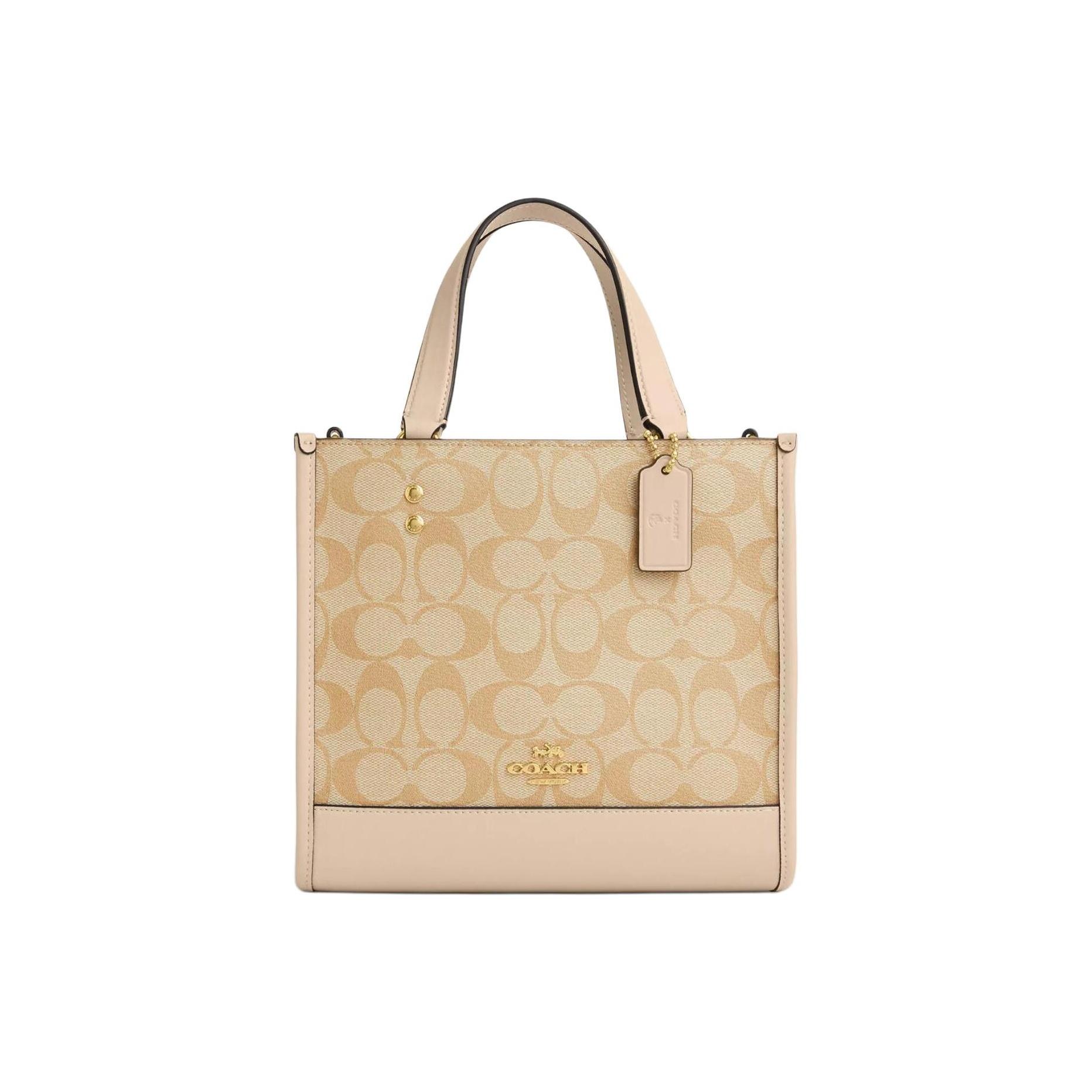 

Coach Dempsey 22 Gold Label Classic Monogram Snap PVC With Leather Tote Bag Women tote Light-Khaki CP481-IMU4V Basic Set (Bag+Dust Bag)