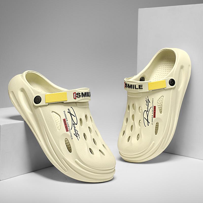 Hole Shoes Men's Summer New Outer Wear Non-slip Casual Men's One-pedal Bag Head Beach Shoes Tide