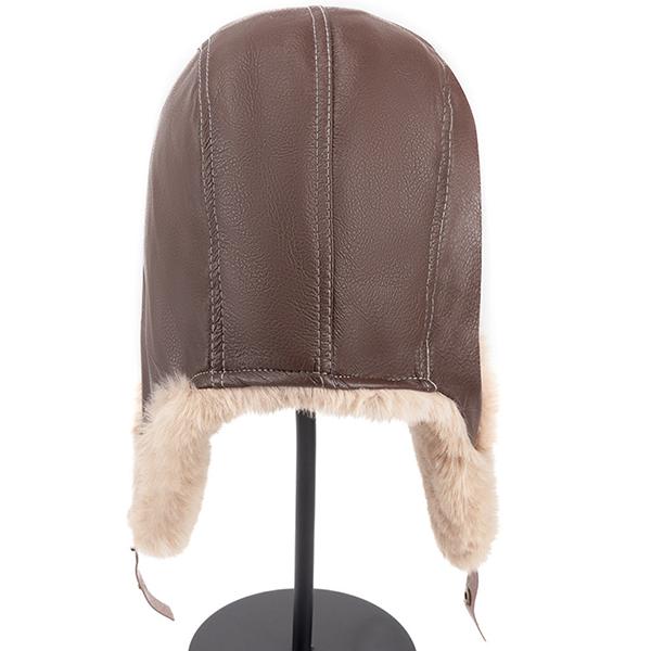 WTEMPO Faux Leather Plush Faux Fur Ear Protection Hats Couple Windproof Cold-proof Warm Bomber Hats Men's Autumn Winter Outdoor Cycling Skiing Hats