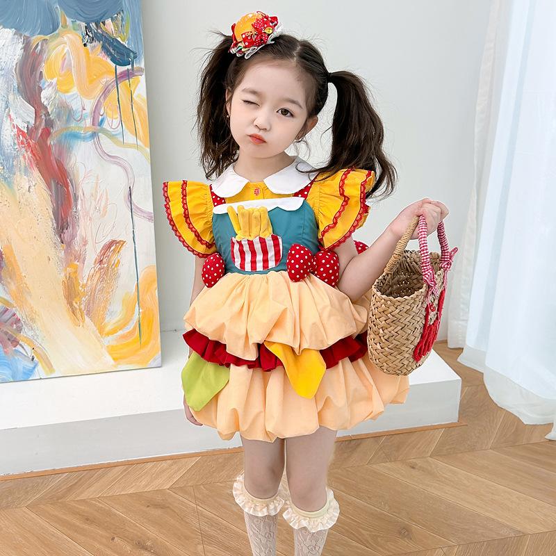 

Платье Лолиты для девочки, картошка фри, бургер, летнее стильное платье принцессы, платье Лолиты 120