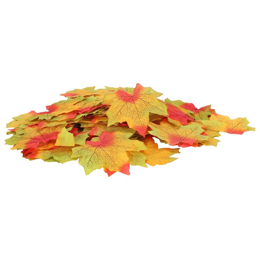 500 PCS Red Green Color Fake Autumn Leaves 500 Pieces Decorative Maple Leaves Centerpiece