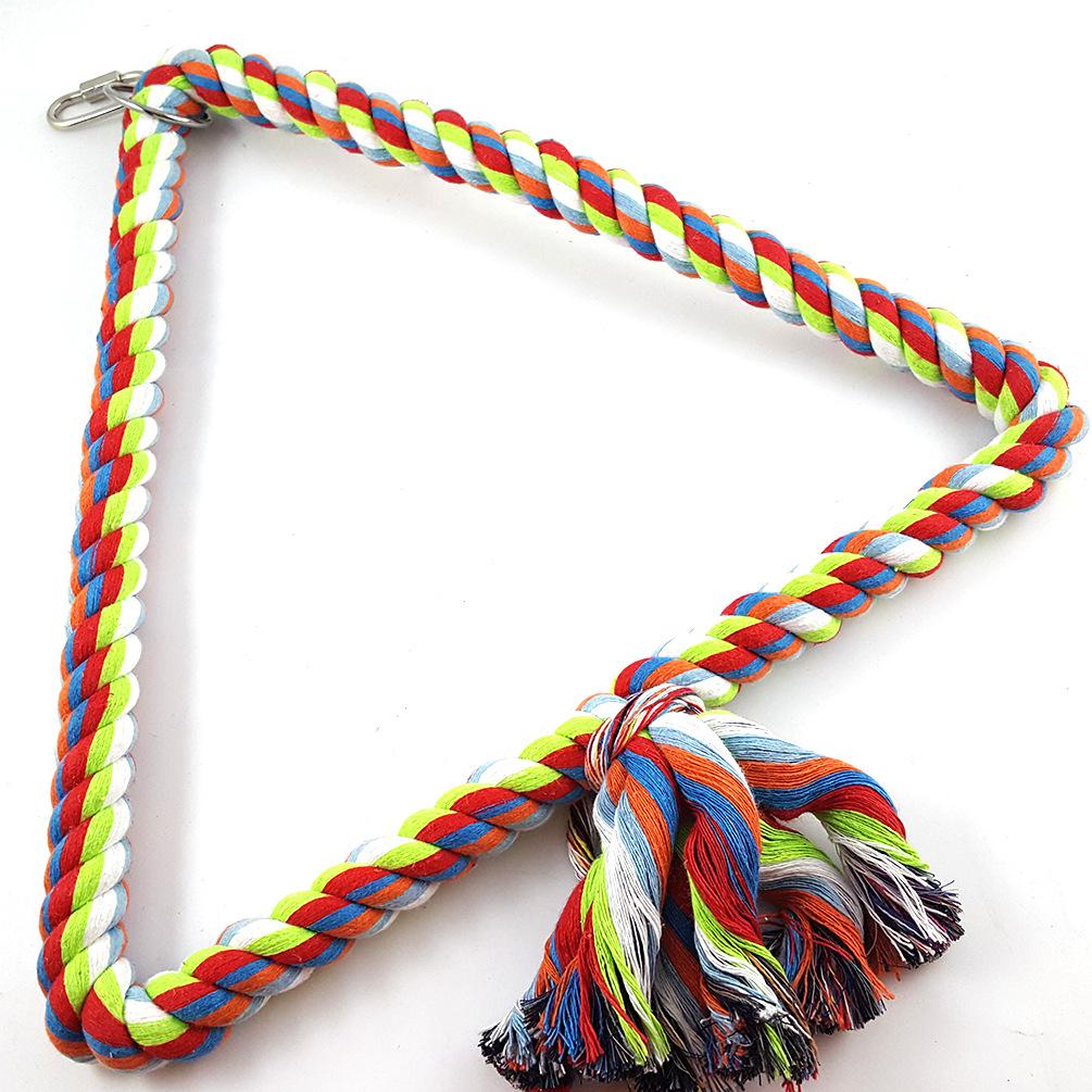 Big Size Parrot Toys Macaw Cage Climb Chew Bird Toys For Parrots Pet Bird Cotton Rope Triangle Swing Shape 1pc