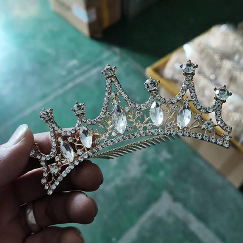 Gold Crown Rhinestone & Pearl Hair Comb for Children - Princess Bridal Accessory