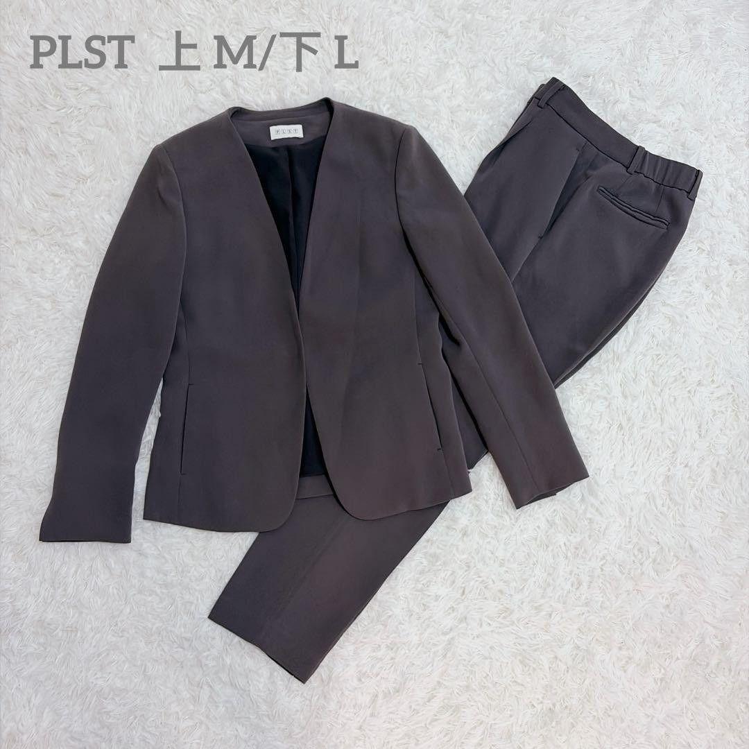 PLST Washable Collarless Setup Pants Gray Top M Bottom L