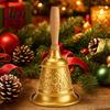 Campanella Decorativa Dorata Vintage con Manico in Legno, Campanello Metallico di Servizio per Natale Ristorante Bar Aula Addestramento Animali Domestici, Festa Decorazione per la Casa