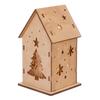 Wooden Christmas House Tabletop Decoration with Light - DIY Assembly Kit with Button Battery, for Holiday Home Decor