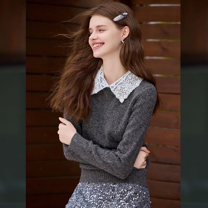 Women's Commuter Lace Trim Knit Sweater Top