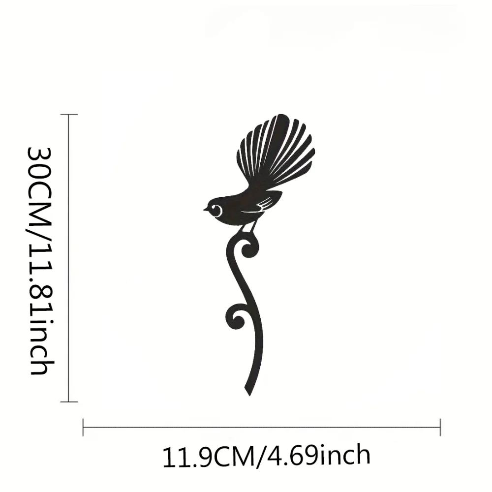 1 Pc Innovative Flower Pot Insert Iron Animal Garden Insert Double Heart Fern Leaf Bird Garden Flower Pot Outdoor Decoration