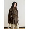 Mixiu French Style Oversized Lapel Trench Coat with Belt