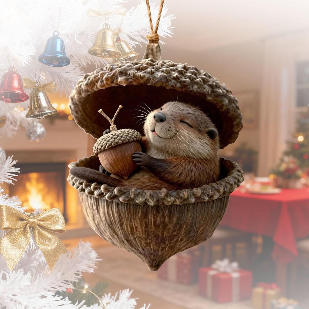 Leśne Ozdoby na Choinkę, Dekoracje Świąteczne, Urocze Ozdoby na Choinkę z Leniwcem, Prezent Dla Zakochanych.(2D)