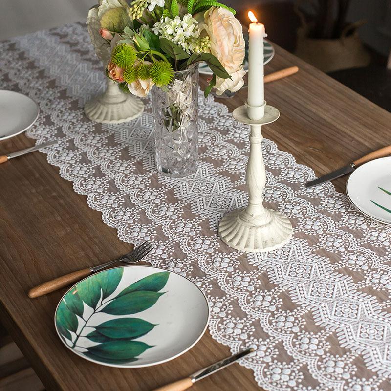 European Style TV Cabinet Lace Table Flag American Style Dining Table Cover Table Flag Long Strip Table Cloth Decorative Cloth Tea Table Flag