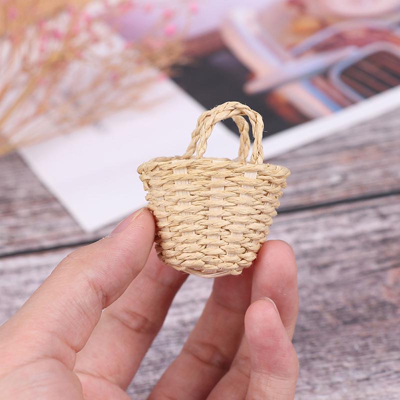 1:12 Dollhouse Mini Rattan Hand-Woven Vegetable Food Storage Basket Doll Decor