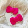 Large Pink Flocked Bow Hair Clip - Versatile Girly Bangs & Side Clip for Students
