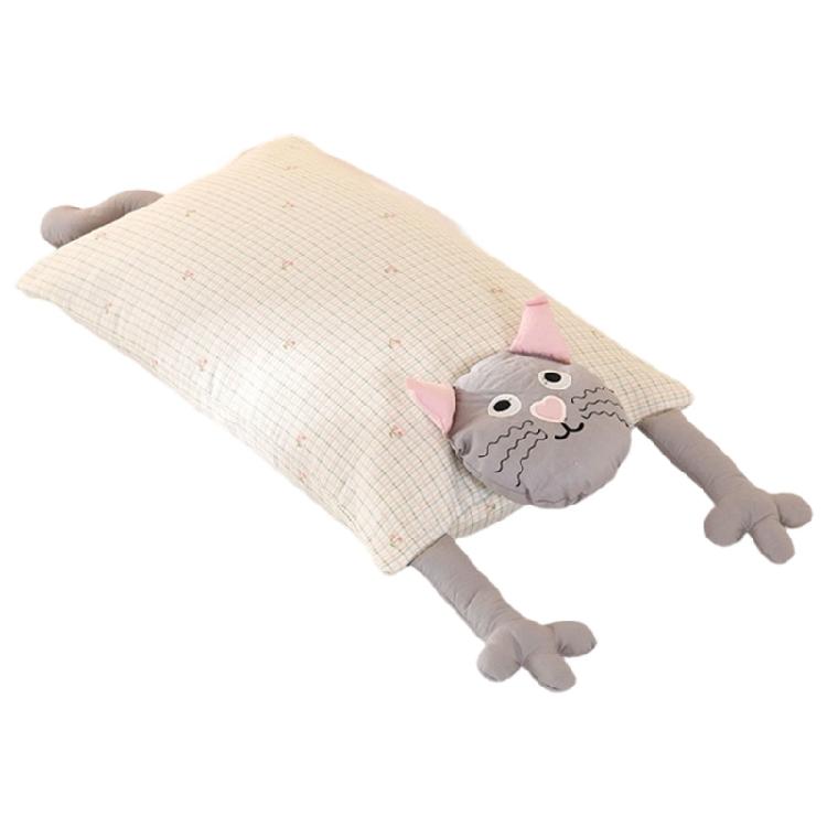 Sensitive Skin Friendly Buckwheat Pillow With Cartoon Cats Design Cotton Pillowcase for Spinal Alignment Neck Support белый 2780₽