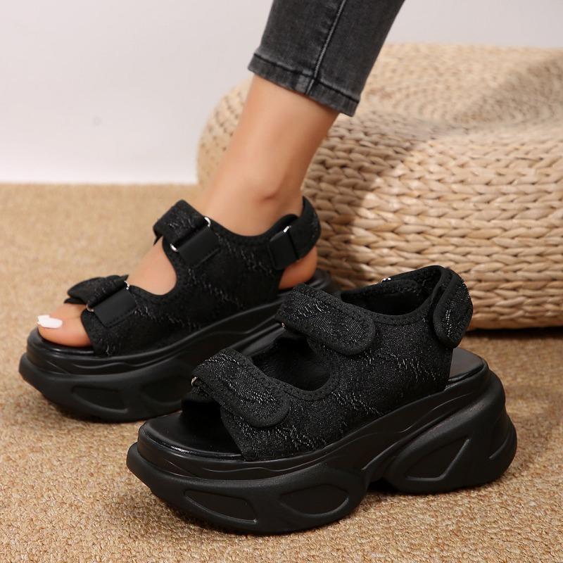 New Ladies Muffin Velcro Platform Sandals