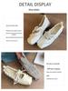 In-Stock 2025 Women's Korean Ballet Flats - Square Toe, Lace-Up, Low-Top Leather Sneakers