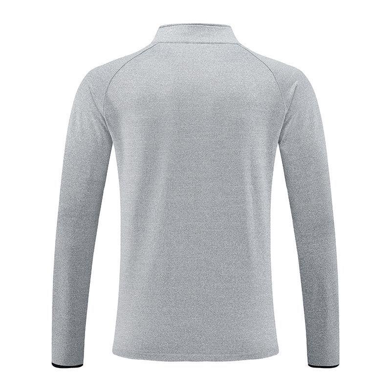 Men's European & American Long Sleeve Stand Collar Half Zip T-Shirt for Autumn/Winter Running & Fitness