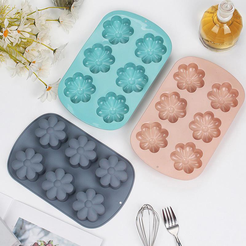 6-Hole Silicone Cake Mold, Heart-Shaped Silicone Mold, Diy Cake And Chocolate Baking Tool, Ice Cube Mold.