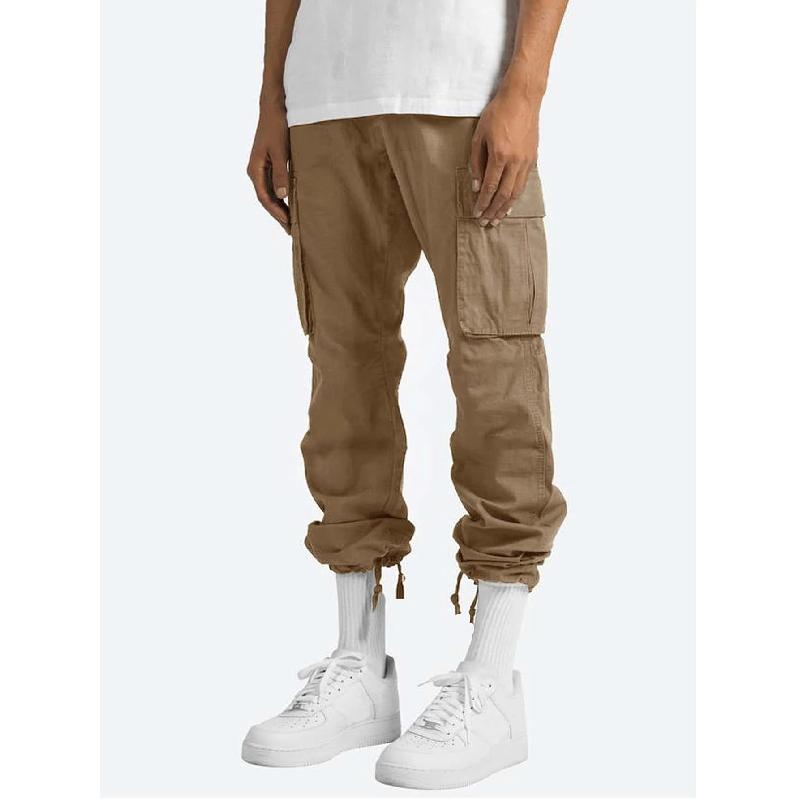 Sommer neue Herren-Kordelzug-Mehrzwecktaschen-Freizeit-Langhosen, Sport-Einfarbige Jogginghosen