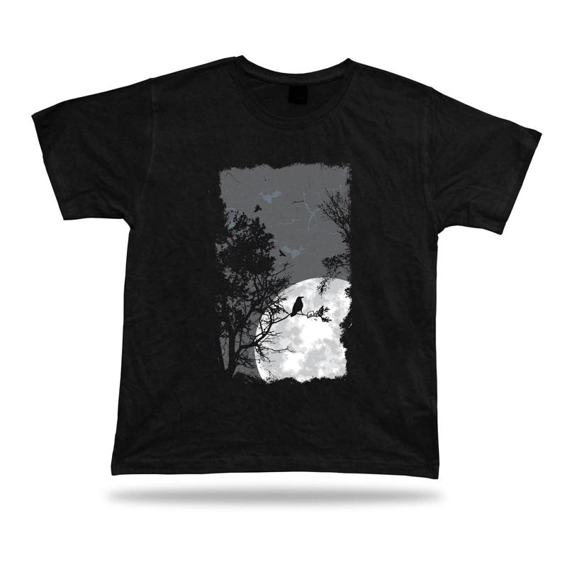 Mitternacht Vollmond Krähe Fliegend Himmel Vektor T-Shirt stilvolles Geburtstagsgeschenk T-Shirt
