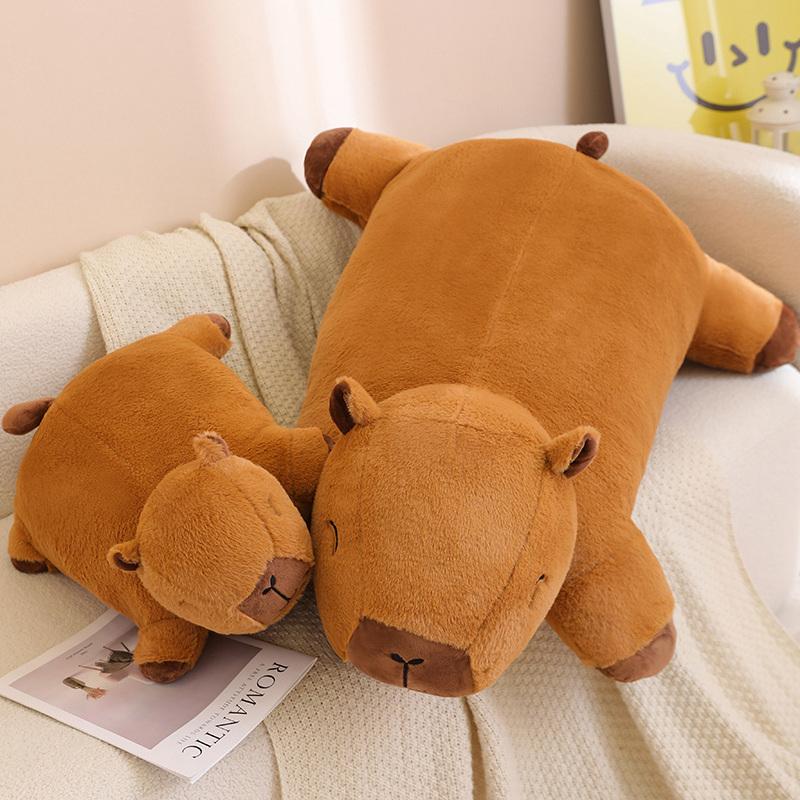 Giant Capybara Plush Doll Floor Mat High Quality Animal Brown Capybara Plush Carpet Home Decor Gift for Boys and Girls