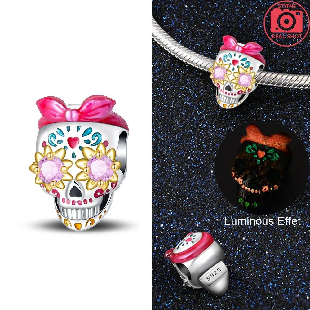 Halloween Skull Beads Silver Colors Charm Beads Fit Original Charms Bracelet Beads for Women Jewelry Making Gifts