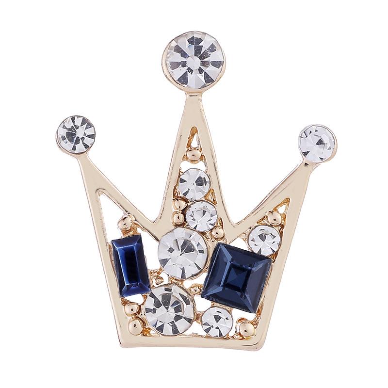Vintage Rhinestone Crown Brooches Pins For Women Men Classic Party Office Brooch Badge Suit Shirt Collar Jewelry Accessories