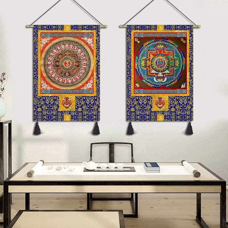 Tibetan Tapestry Fabric for Living Room or Bedroom: Thangka and Temple Wall Decorative Cloth