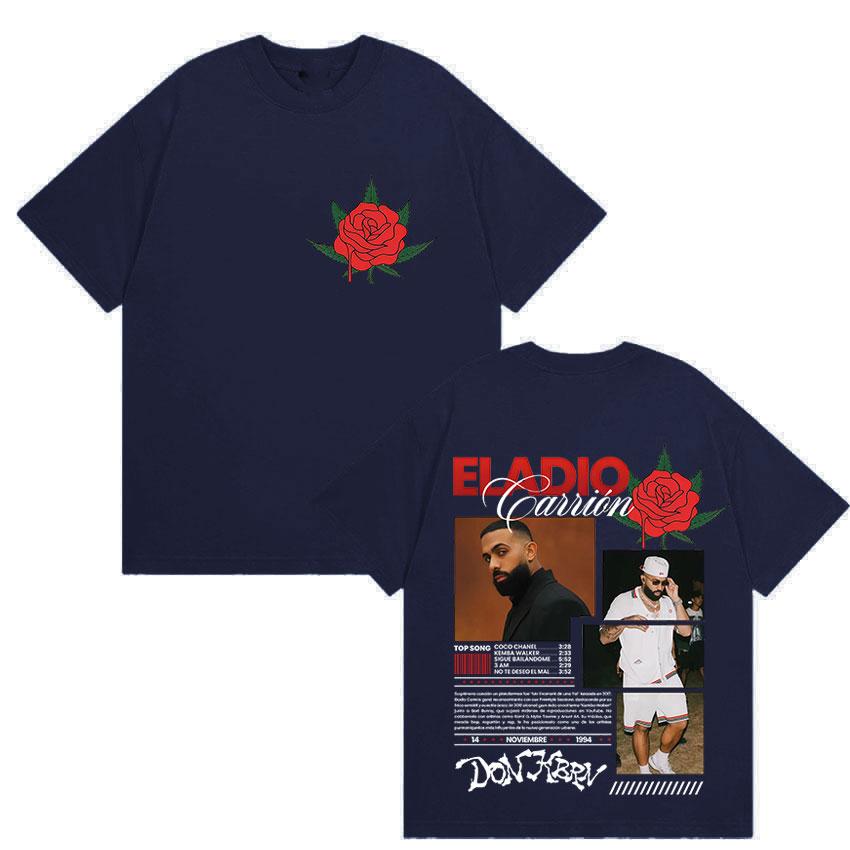 Famous Rapper Eladio Carrion Album Global Tour Mercah TShirt Men Women Loose Casual Cotton Tee Streetwear Hip Hop Oversized Top
