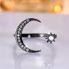 Charm Female Crystal Moon Star Open Ring Black Gold Color Vintage Wedding Jewelry For Women