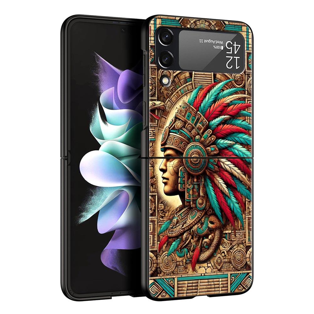 

Vintage Totem Painting Hard PC Phone Case For Samsung Galaxy Z Flip 7 6 5 4 Black Cover For Galaxy Z Flip3 Foldable Fundas Shell Z Flip 5