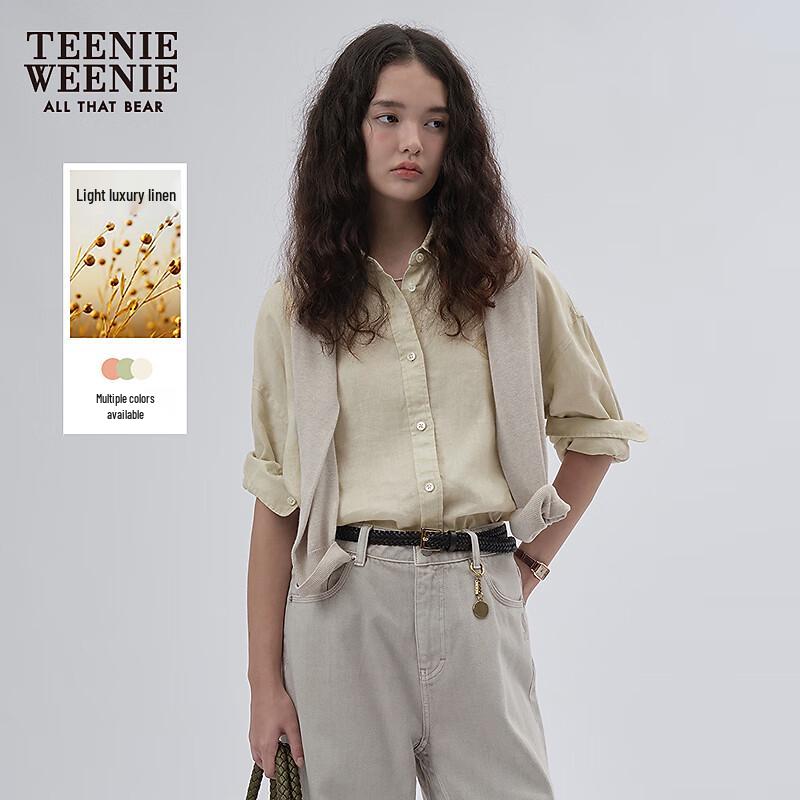 Teenie Weenie Women's Linen Blend Bear Shirt