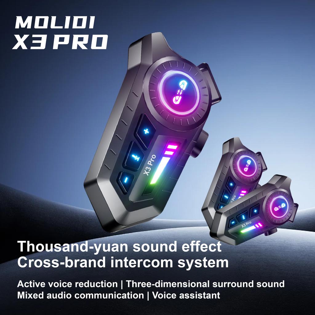 1/2Pcs X3Pro Bluetooth 6.0 Motorcycle intercom 500M 1000mAh Helmet Moto intercomunicador headset Voice Control Interphone